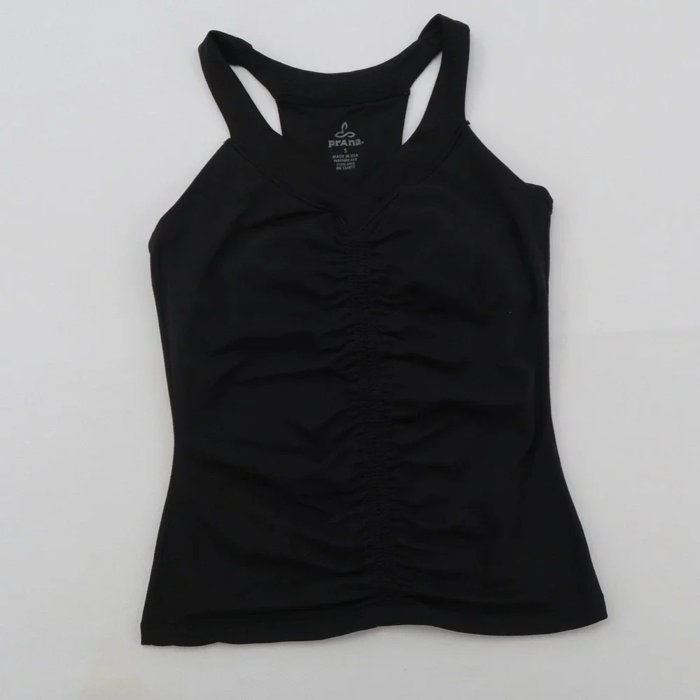 Prana Womens Black Racerback Yoga Tank‎ Top Size S Made in USA Activewear